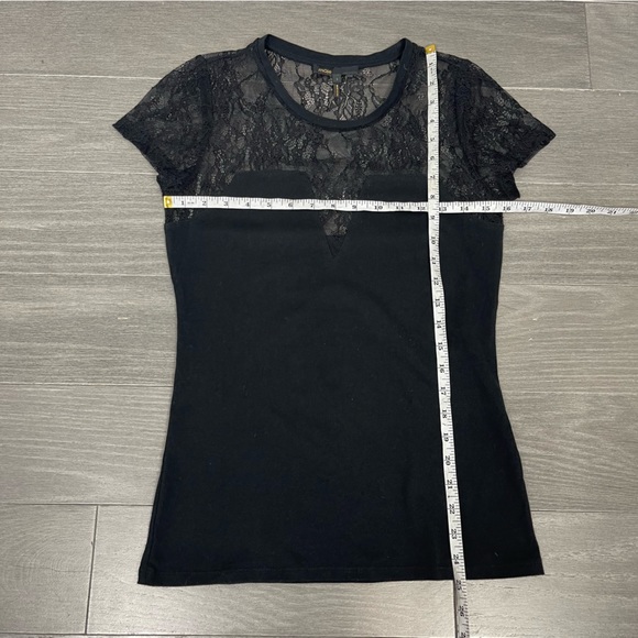 MAJE Paris Black Lace Inset Sheer Tee Shirt Top Short Sleeve Sexy 1 S Whimsigoth - Picture 12 of 12